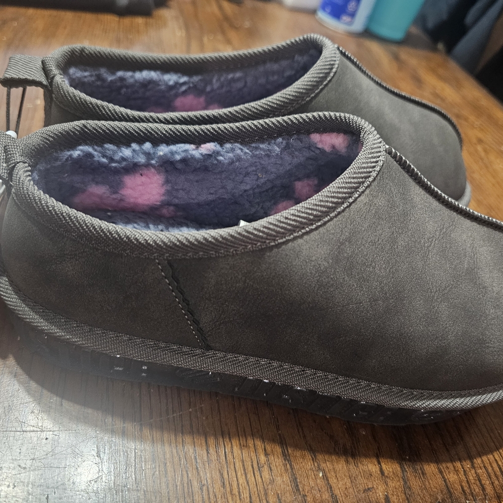 Justice Charcoal and Pink Kids Slippers